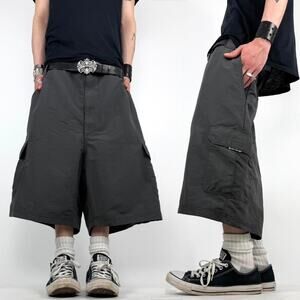 Vintage y2k baggy wide leg faded grey grunge cargo skater shorts
